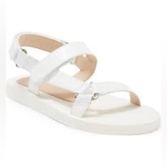 STUART WEITZMAN Vail Croc-effect Leather Slingback Sandals Sz: 8 White - Picture 2 of 9